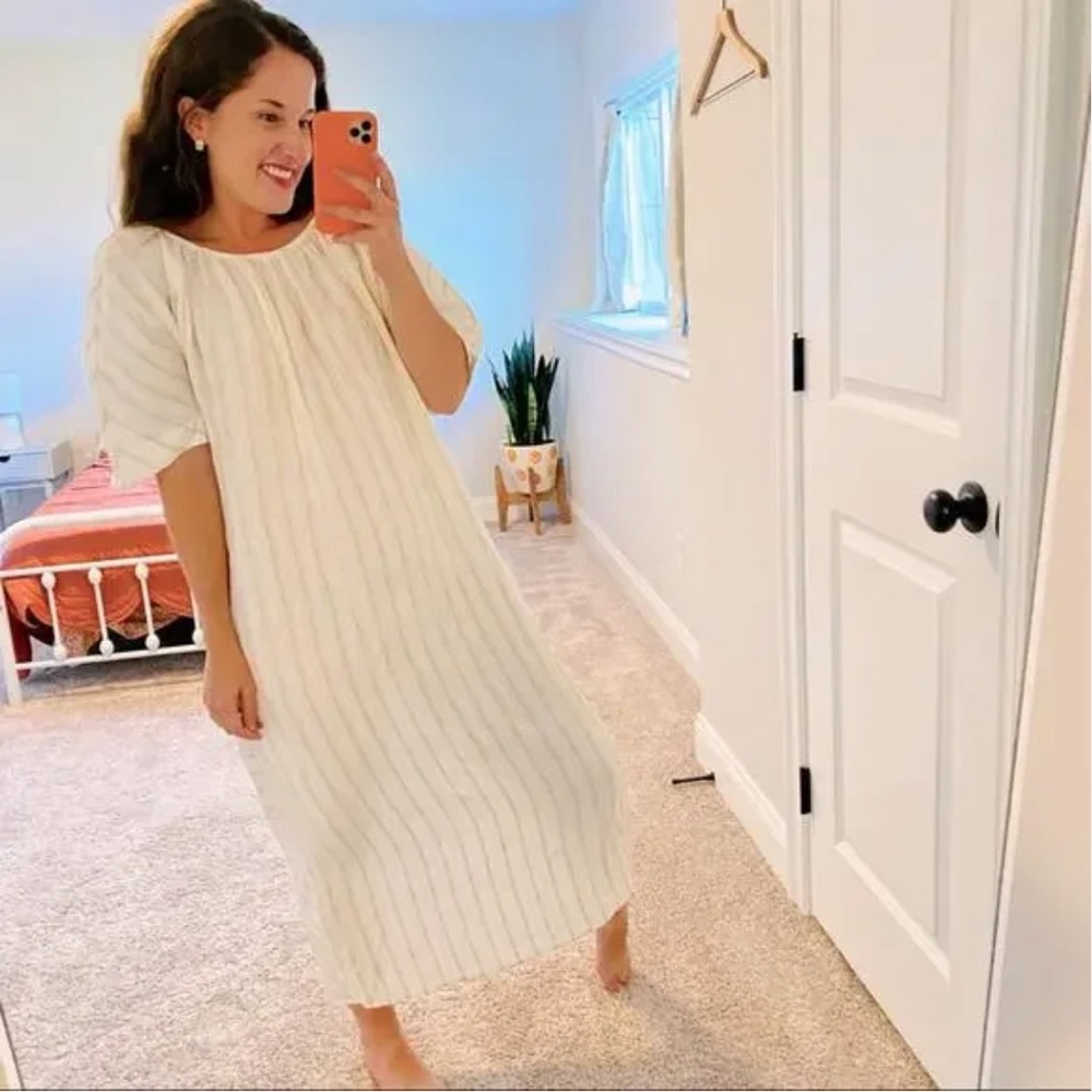 Mara Hoffman Swim Tan White Linen Maxi Dress Small